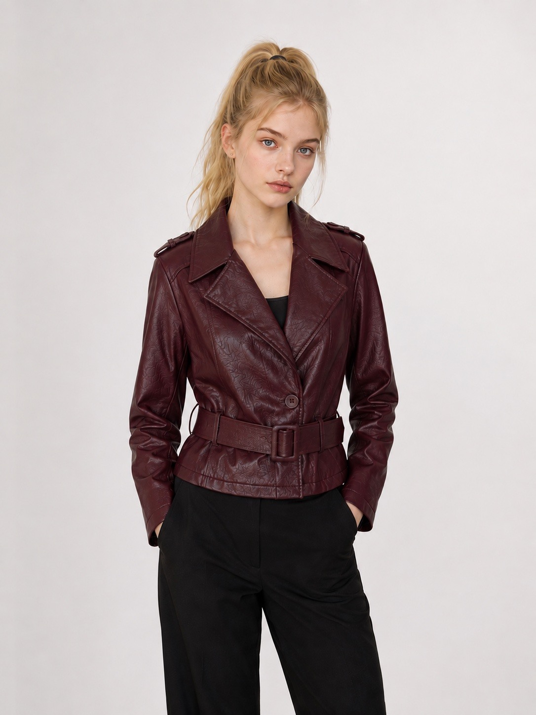 Wholesaler UPSTYLE - Leather jacket with belt