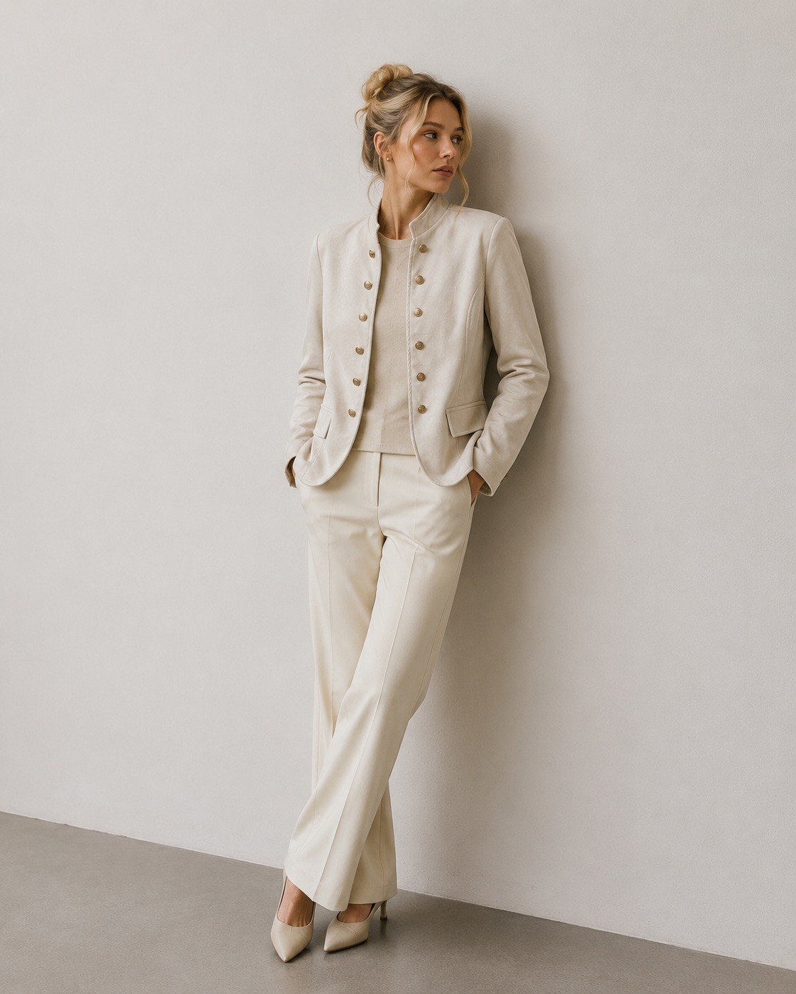 Wholesaler UPSTYLE - SUEDE-EFFECT BLAZER WITH BUTTONS