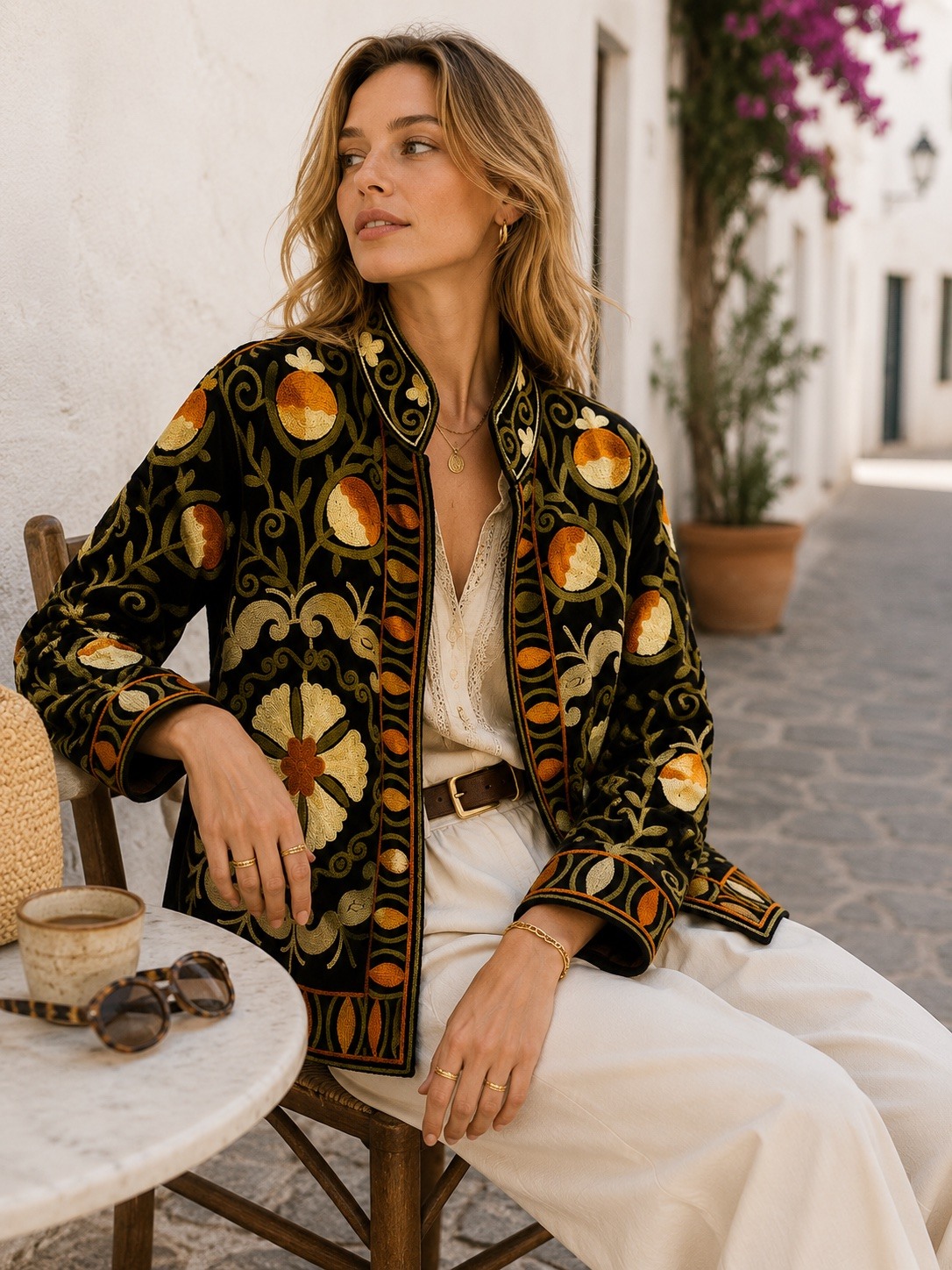 Wholesaler UPSTYLE - SUZANI EMBROIDERED VELVET JACKET