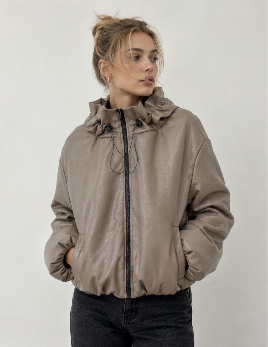 Grossiste UPSTYLE - Veste effet cuir avec col froncé