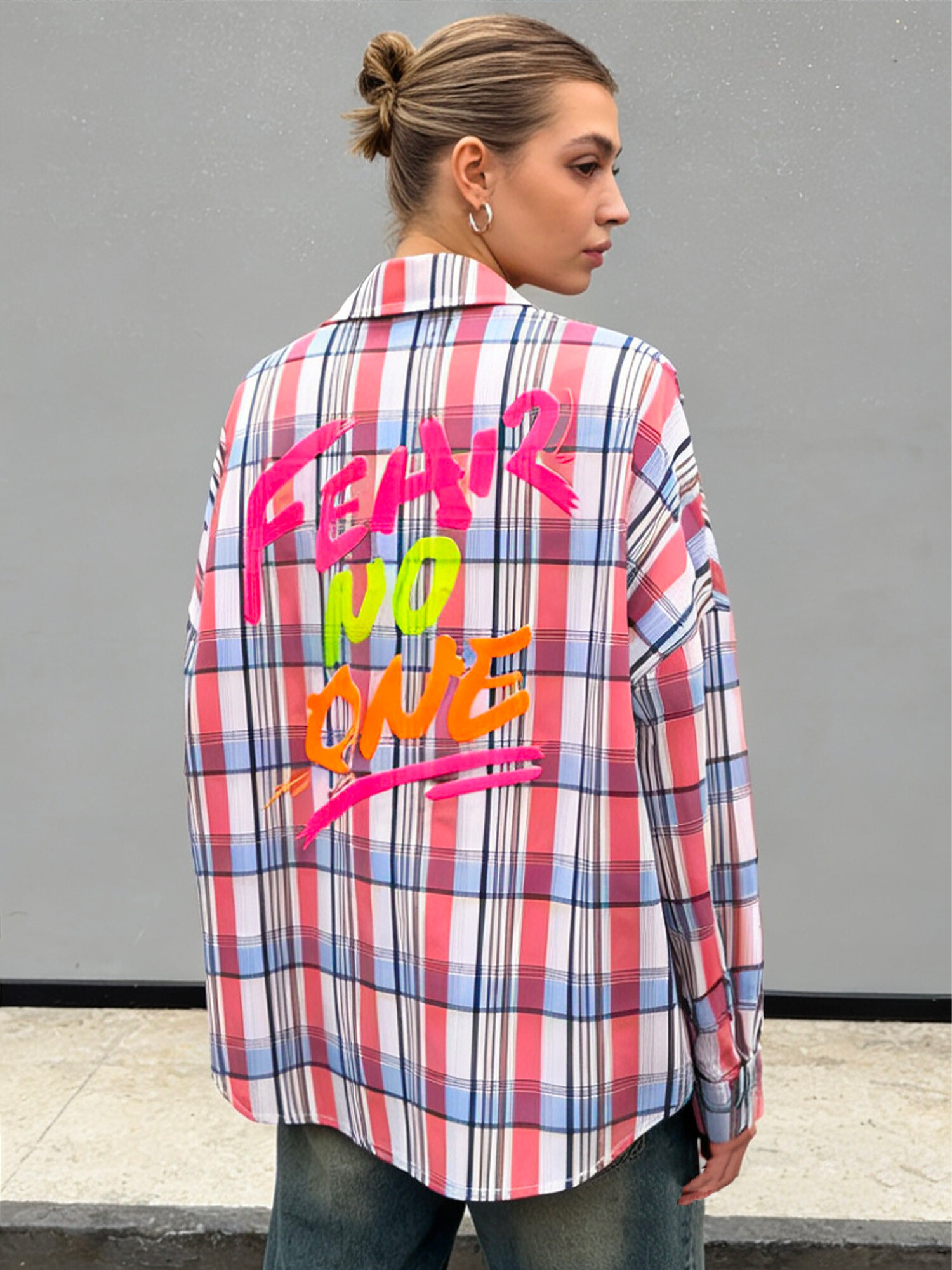 Grossiste V&L BRAND - Chemise oversize style décontracté à carreaux en mélange de coton