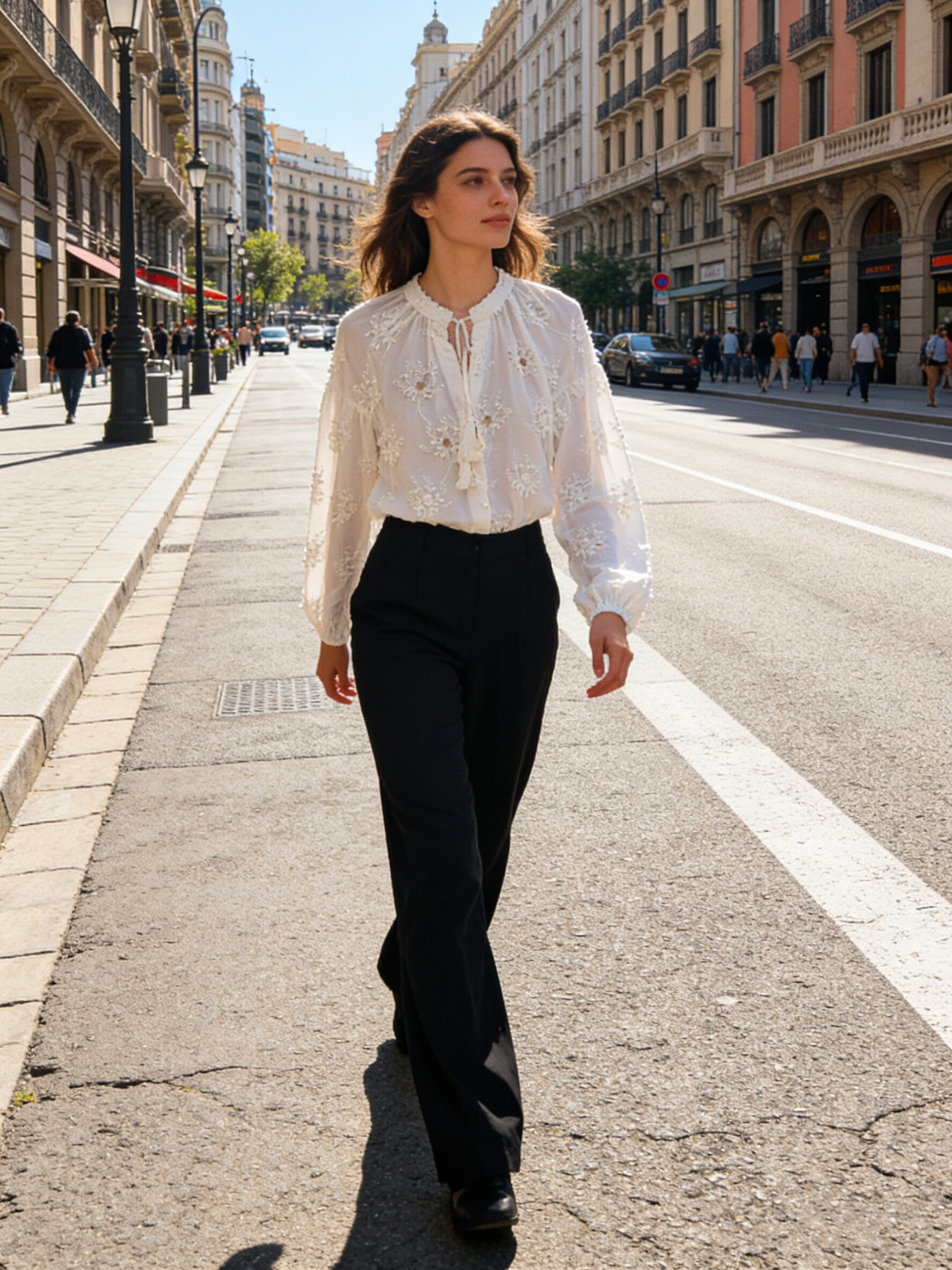 Wholesaler V&L BRAND - Shirt with floral embroidery and decorative beads