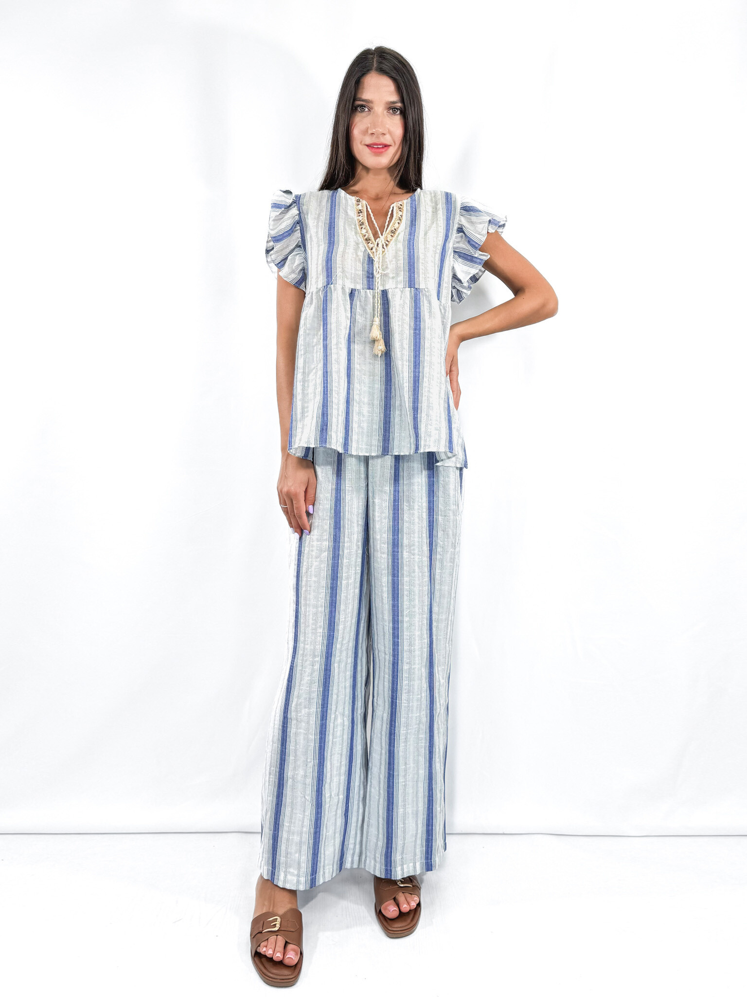 Grossiste V&L BRAND - Scène Blouse décontractée, avec broderie décorative sur l'encolure