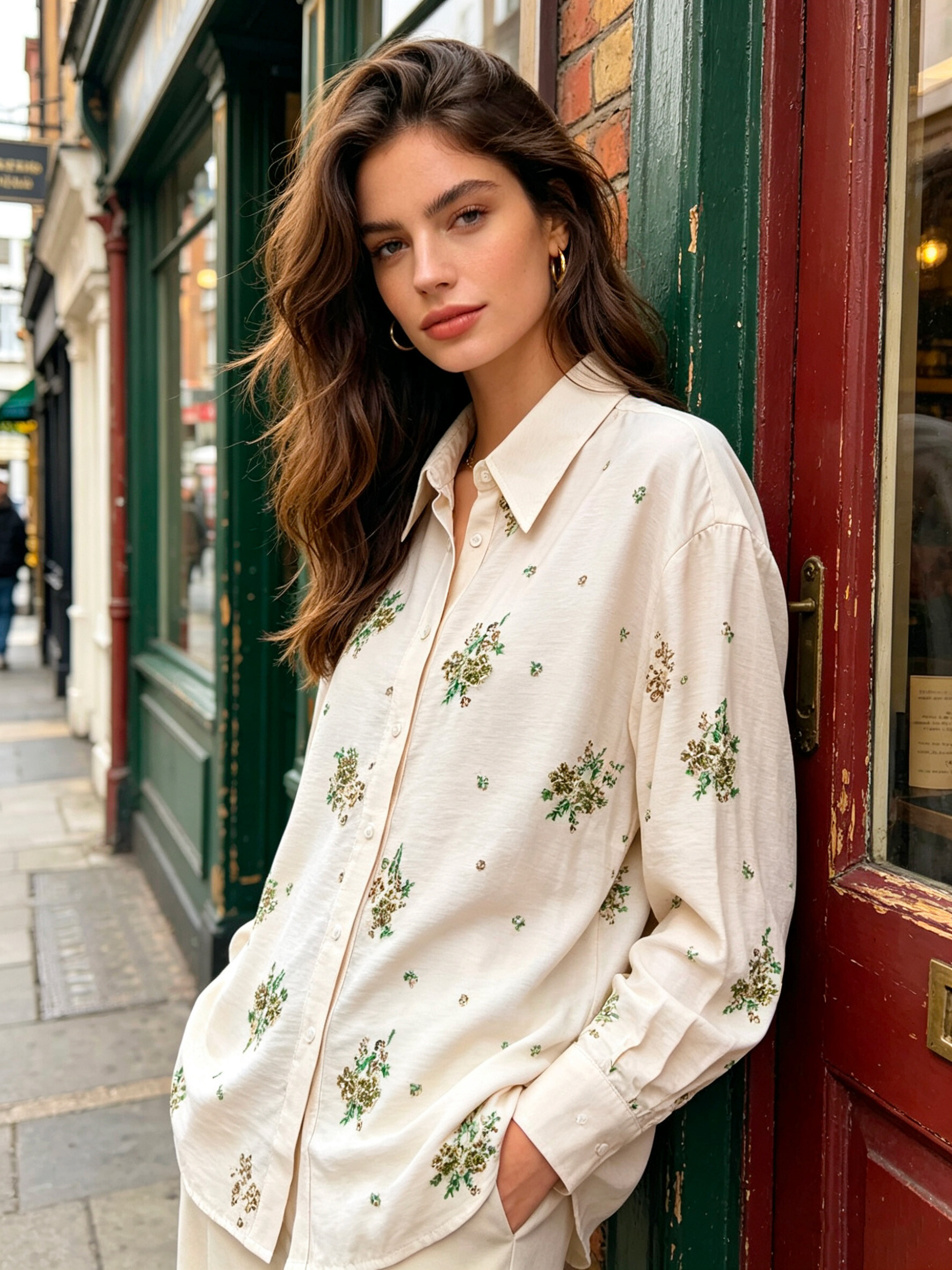 Wholesaler V&L BRAND - Linen blend shirt with jewel details, elegant and refined