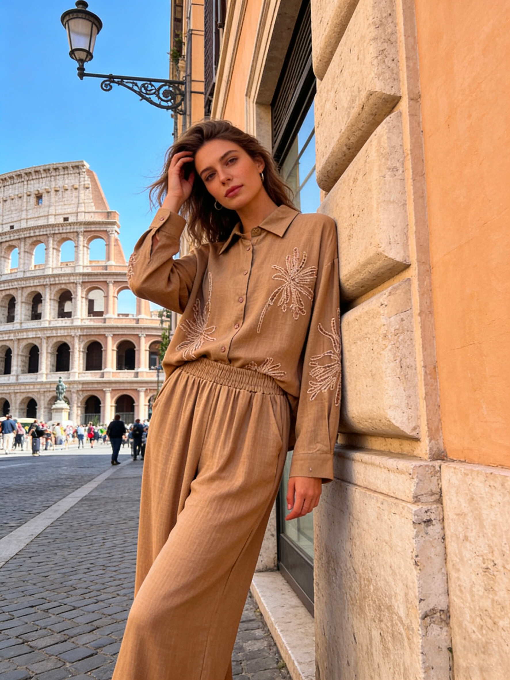 Wholesaler V&L BRAND - Casual elegant set in linen-viscose blend
