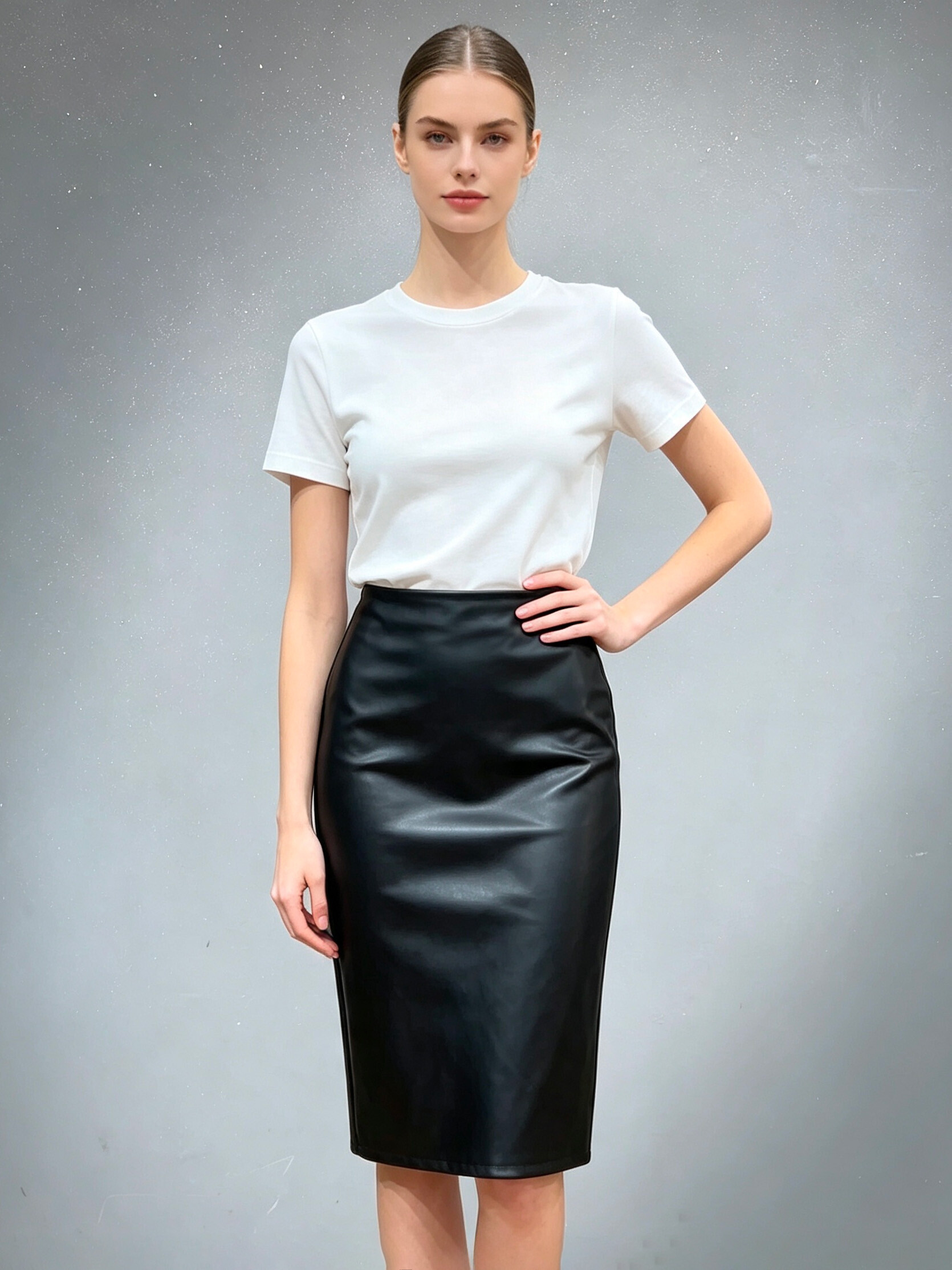 Wholesaler V&L BRAND - Women's midi skirt, in soft leather
