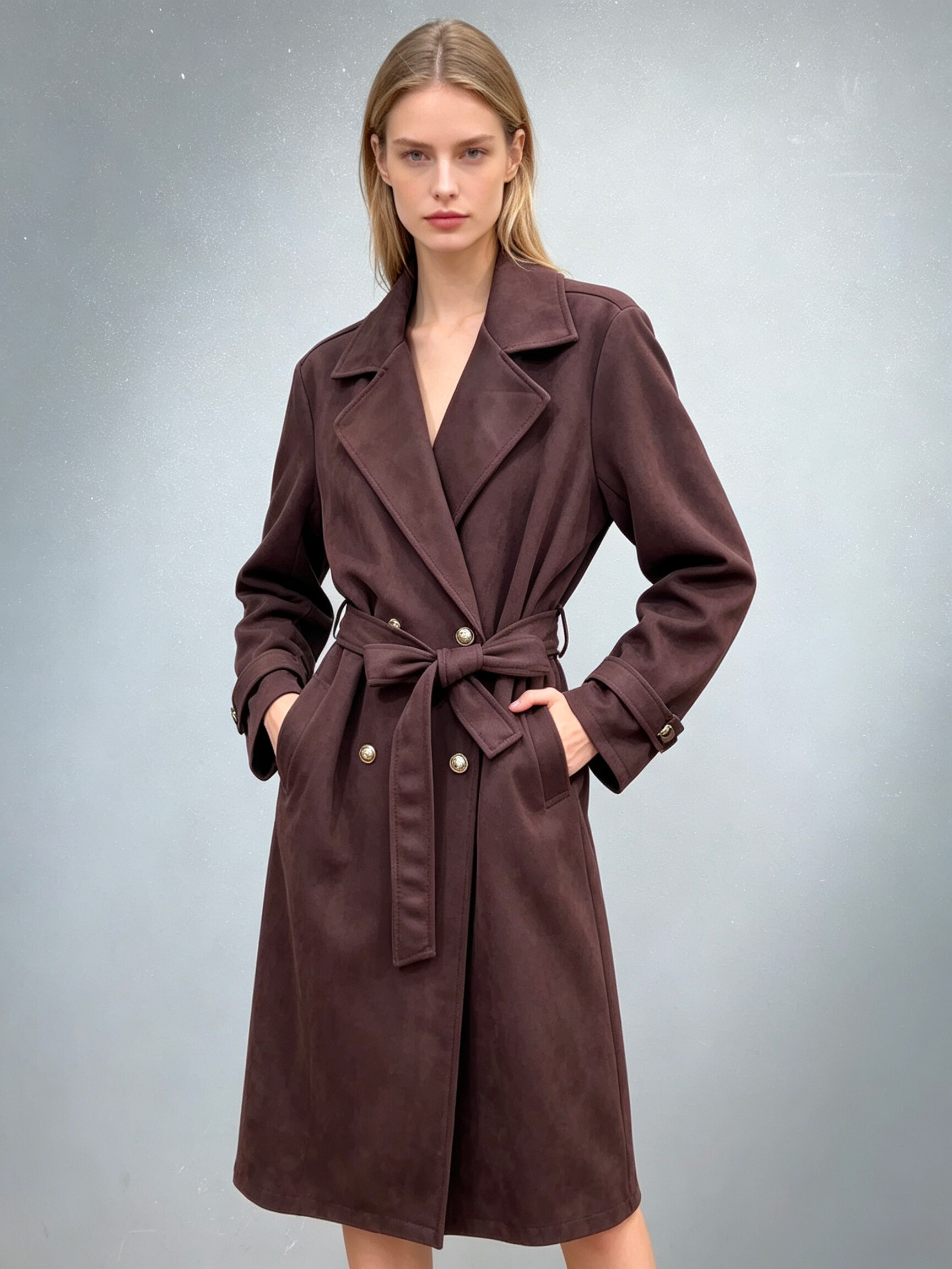 Wholesaler V&L BRAND - Lightweight coat in suede-effect fabric, versatile and modern.