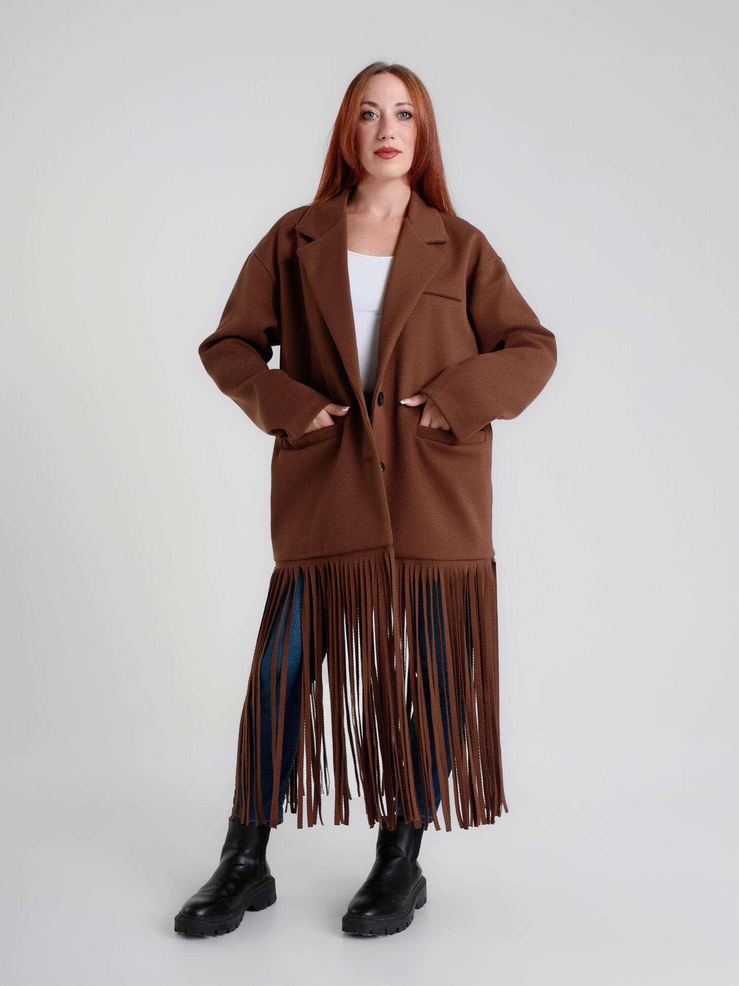 Grossiste V&L BRAND - Manteau en sergé avec franges et boutons