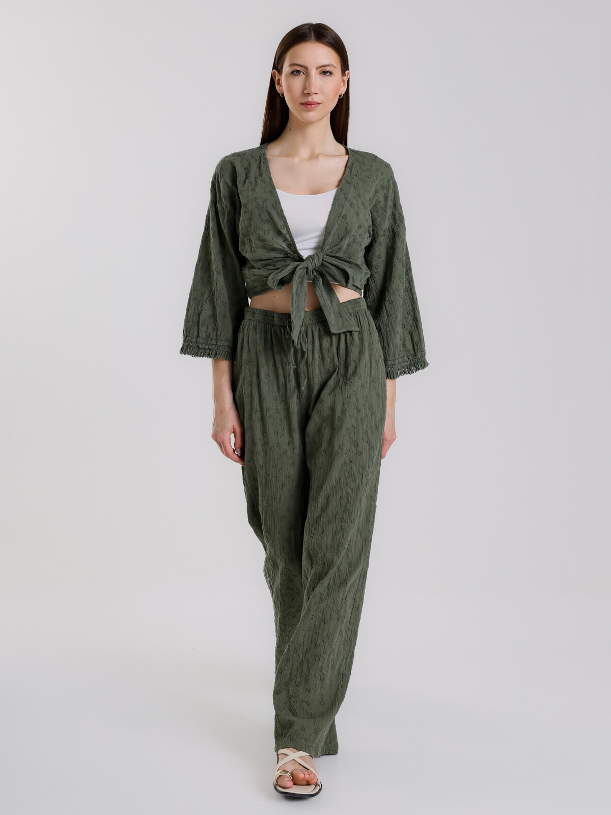 Grossiste V&L BRAND - Pantalons SANGALLO, unis en différentes couleurs, 100% COTON