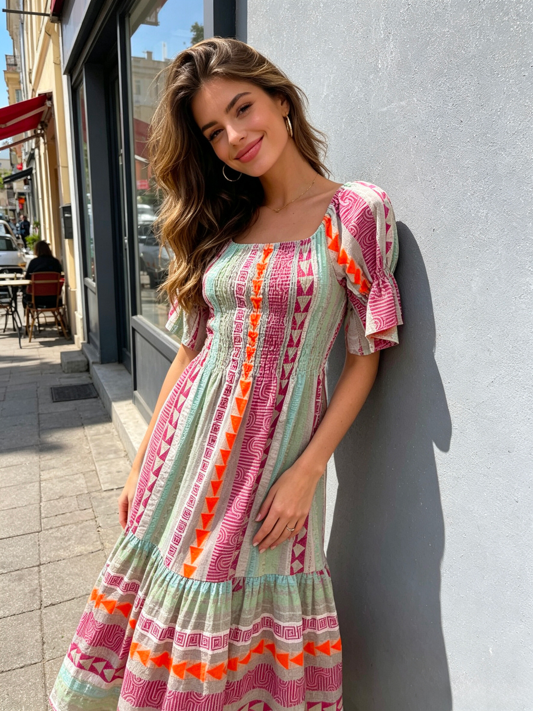 Mayorista V&L BRAND - Vestido largo de mujer, tejido 100% hecho en Italia
