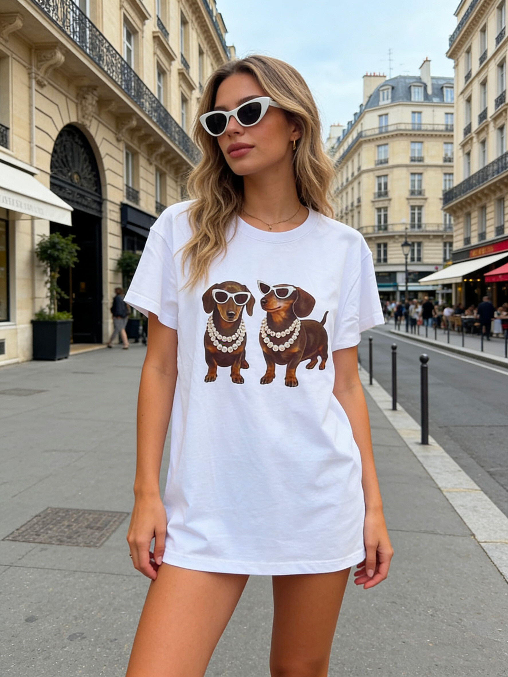Wholesaler V&L BRAND - Cotton T-shirt with stylish dog print
