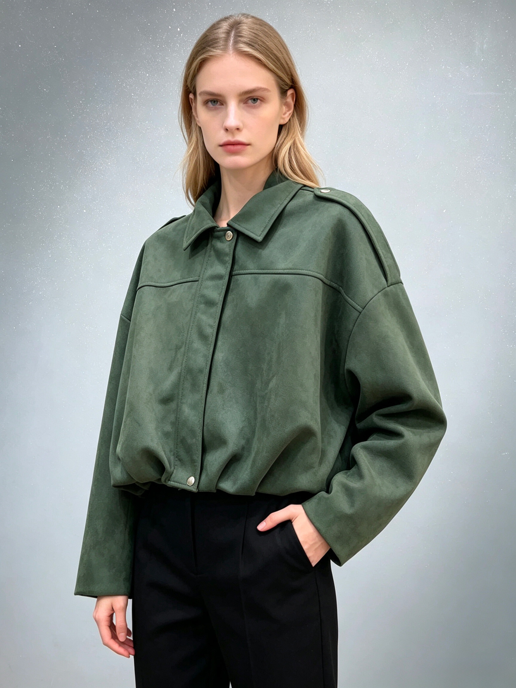 Wholesaler V&L BRAND - Oversized short jacket in a casual style, made from suede-effect fabric