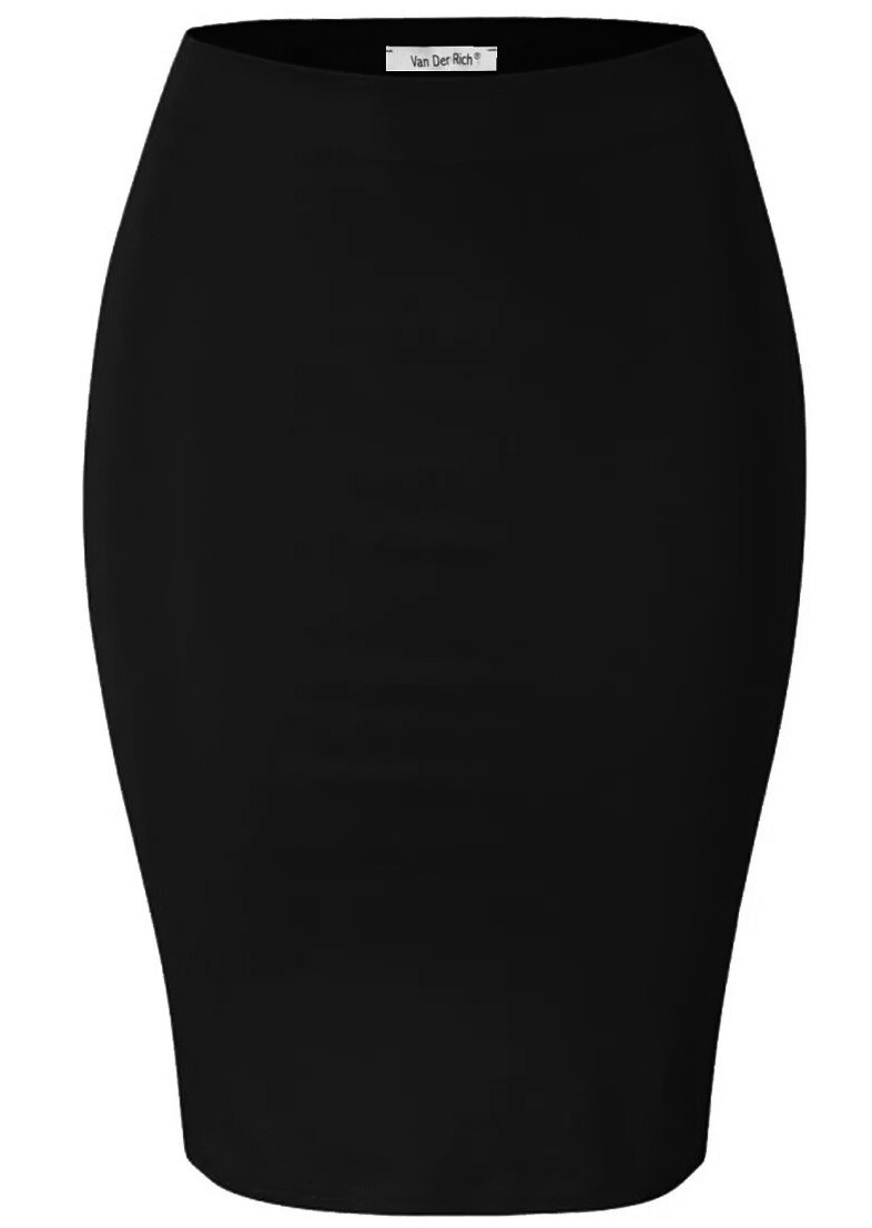 Grossiste VAN DER RICH - Jupe Crayon Coton au Genou à Taille Haute Bodycon Droite