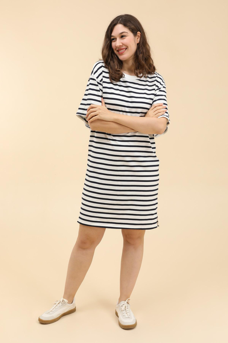 Grossista Van Der Rock Grande Taille - Abito stile maglietta a righe taglia grande