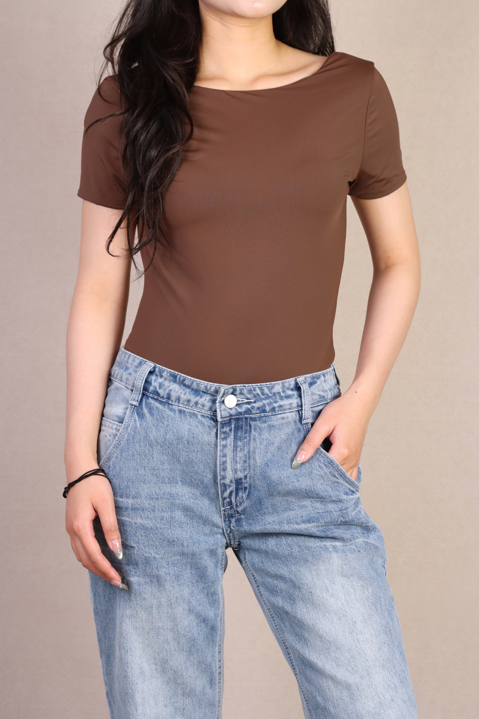 Wholesaler Van Der Rock - Midi dress with short sleeves and round neck