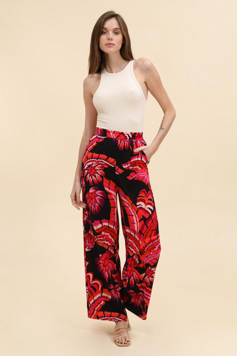 Grossista Van Der Rock - Pantaloni fluidi stampati con cintura elastica