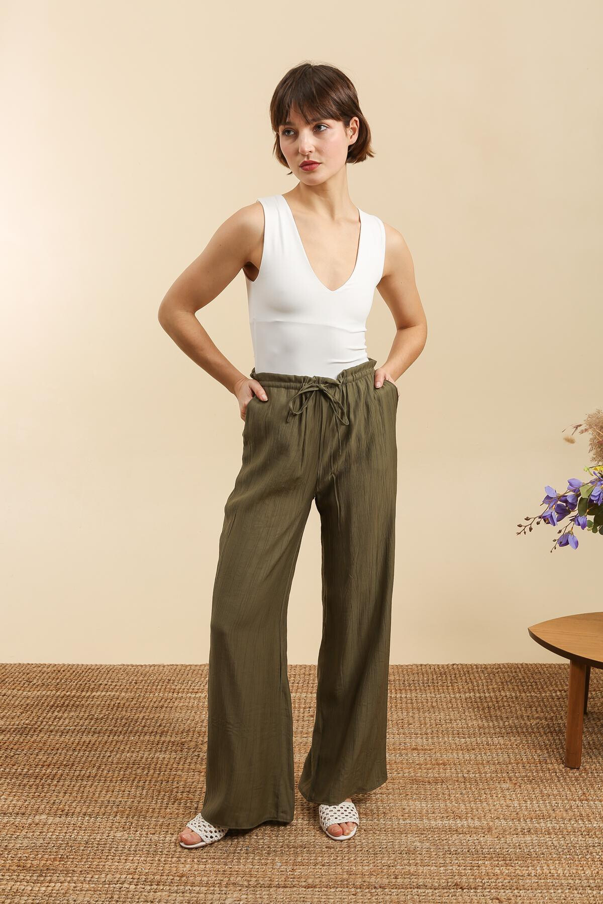 Wholesaler Van Der Rock - Wide pants in crinkled rayon fabric, light and comfortable