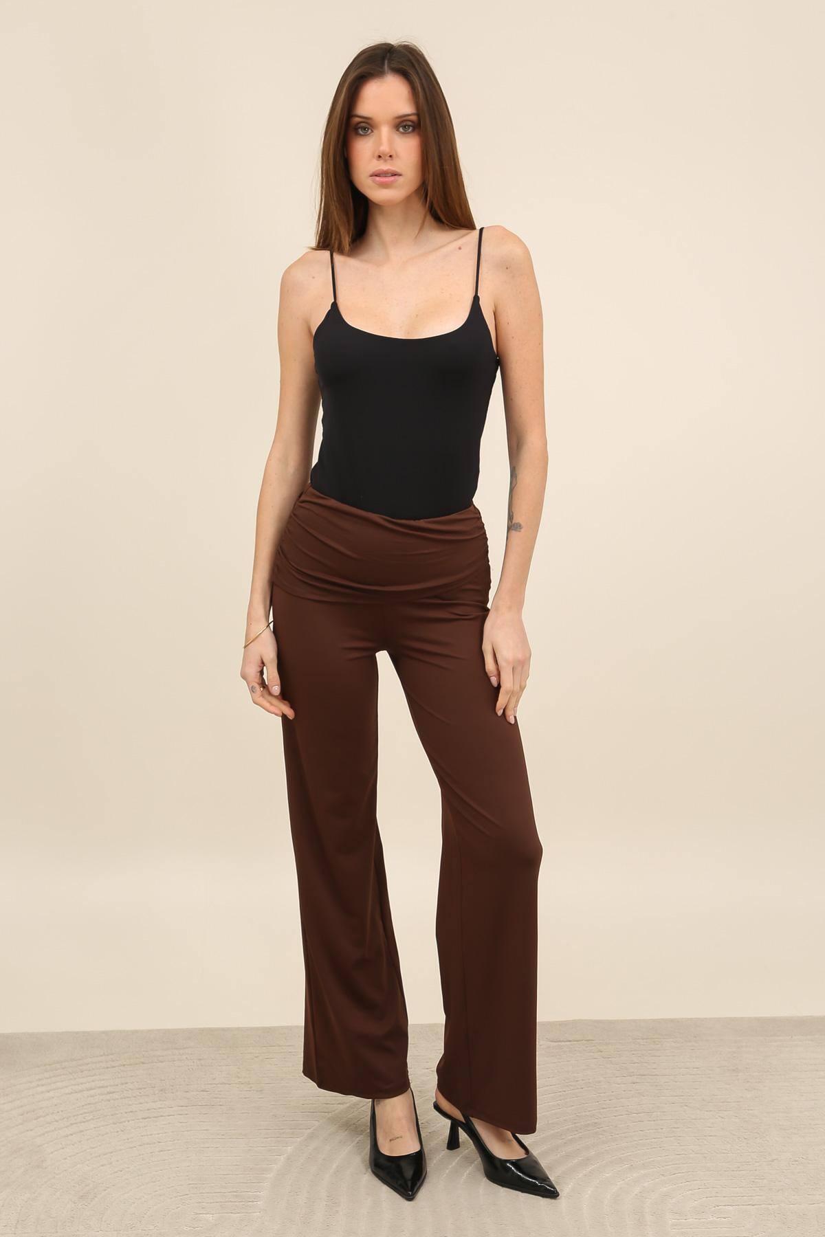 Mayorista Van Der Rock - Pantalones anchos de talle alto con cinturón fruncido