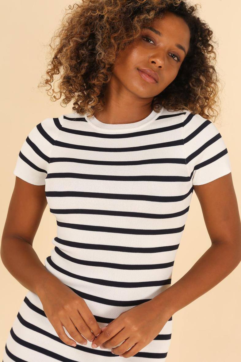 Robe Marinière Mariniere T Shirt Femme Look Marinière Tenue Marin Femme Robe Femme Robe D'été MOLERANI Manches  Courtes, Encolure V
