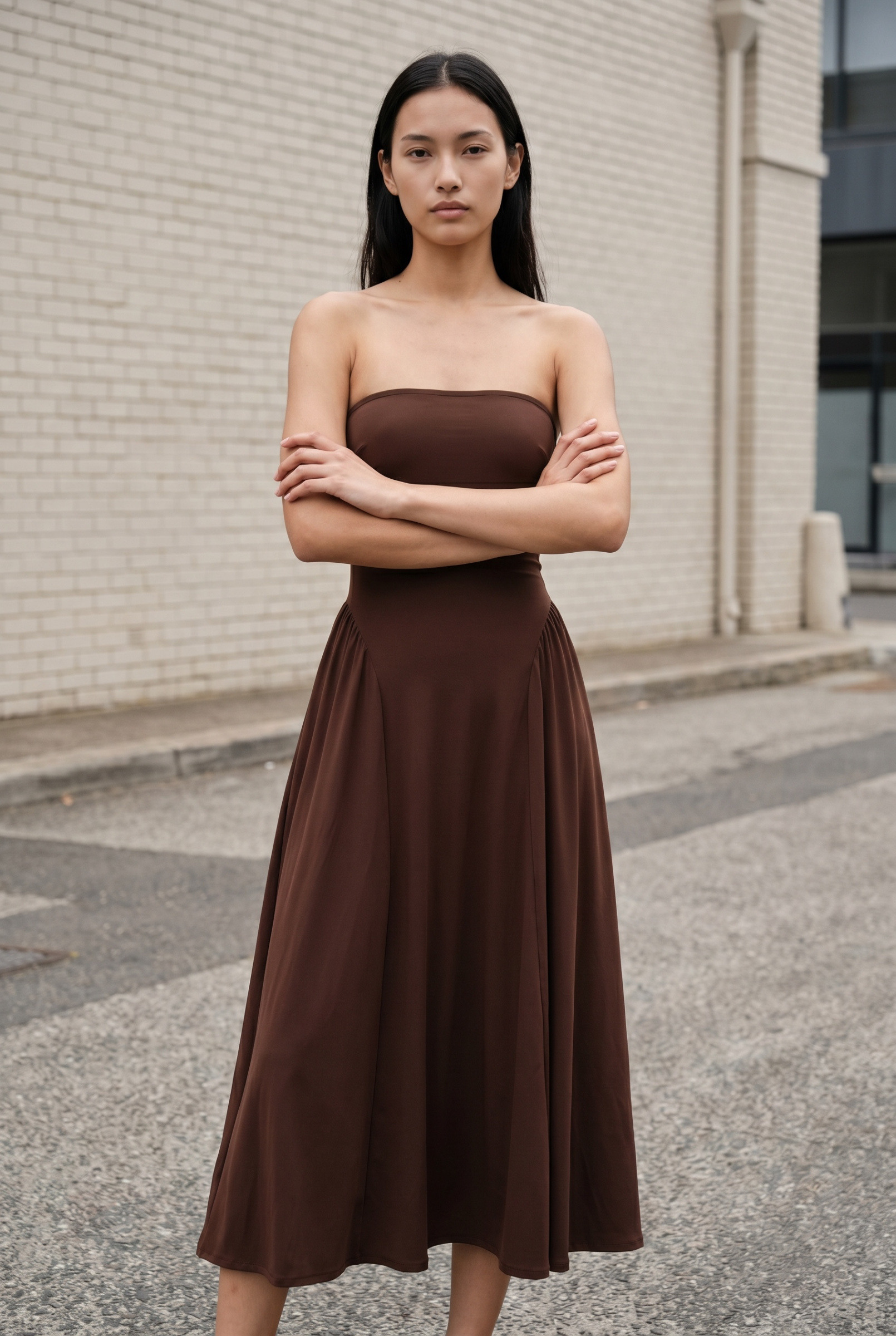 Großhändler Van Der Rock - Langes, ausgestelltes trägerloses Kleid