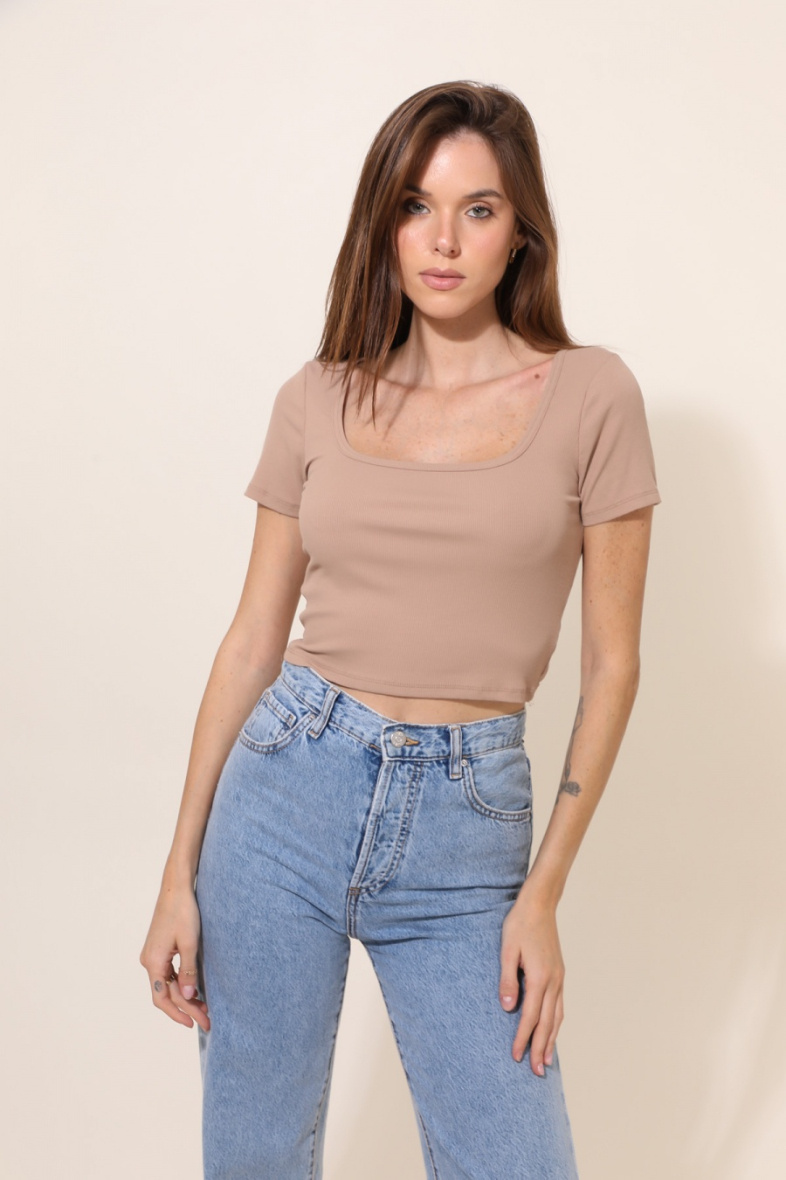 Großhändler Van Der Rock - Ultraweiches Crop-Top mit quadratischem Ausschnitt
