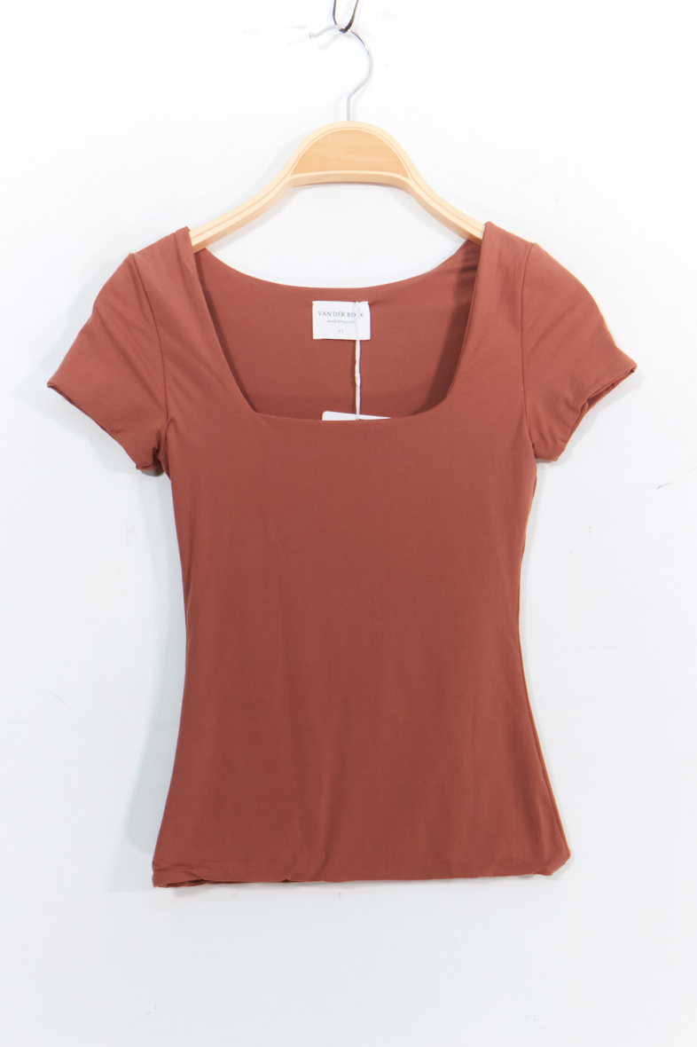 Grossiste Van Der Rock - Tee-shirt manche courte à col carré en tissu doublé