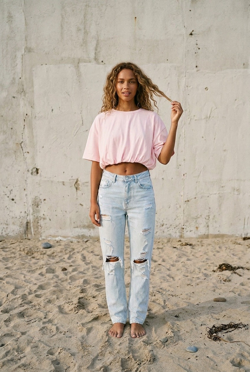 Grossista Van Der Rock - T-shirt corta oversize stretta in vita