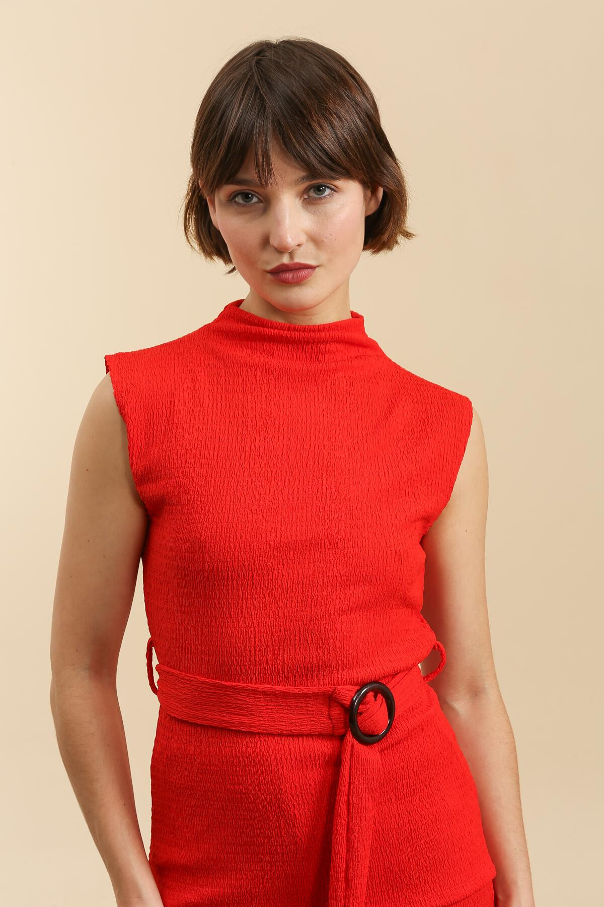Wholesaler Van Der Rock - Sleeveless top in textured fabric with belt