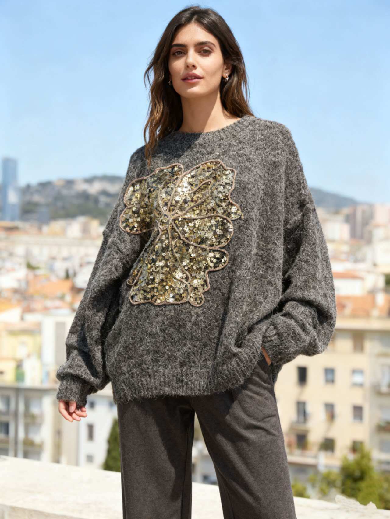 Wholesaler Vanis - CREW NECK, WITH EMBROIDERED SEQUINS