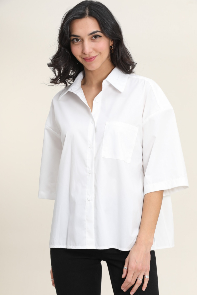 Grossista Vega's - Camicia con maniche a tre quarti e schiena plissettata