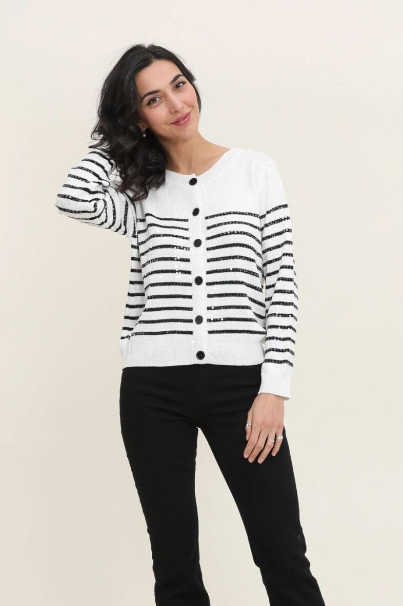 Wholesaler Vega's - Striped and sequin cardigan