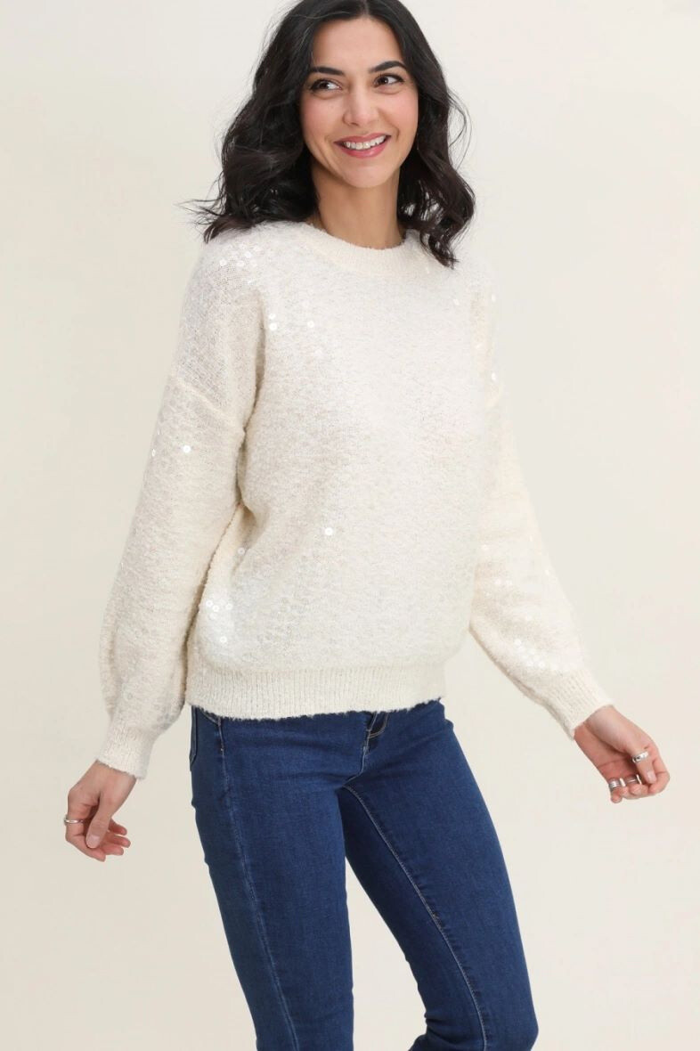 Wholesaler Vega's - Plain knit sweater with sequins