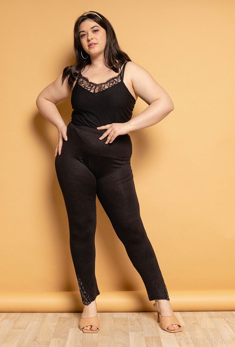 Grossiste Vera Fashion - Leggings avec chevilles ornées de strass