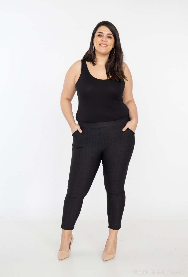 Grossiste Vera Fashion - Legging pantalon molletoné carreaux avec poches