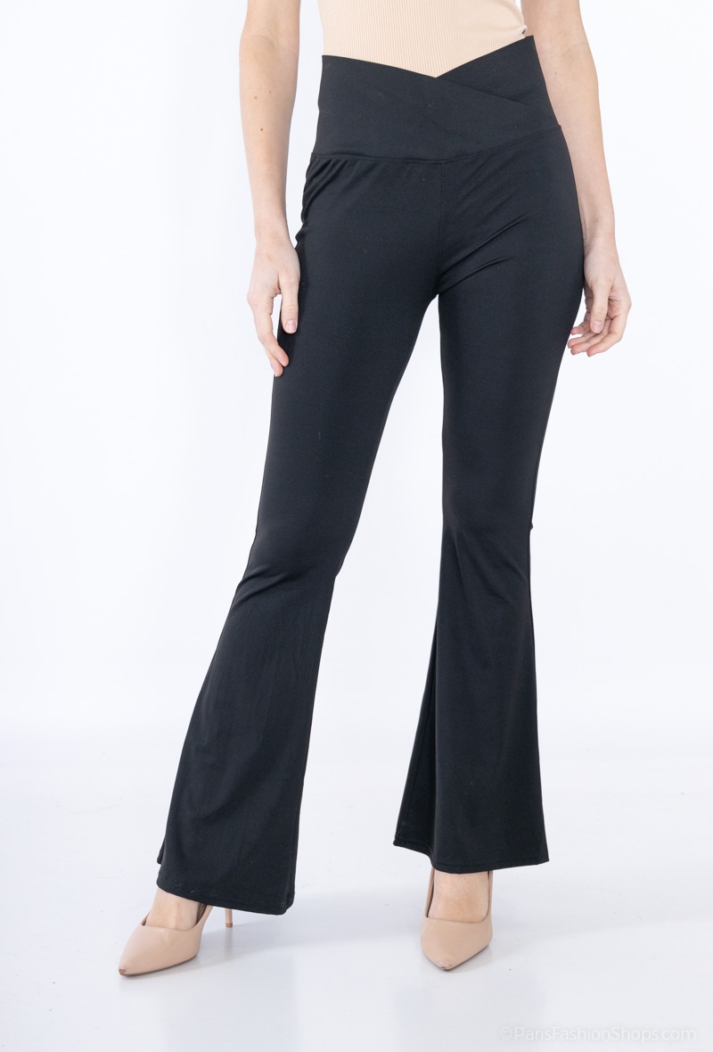 Grossista Vera Fashion - Leggings a vita alta con taglio a croce esposto
