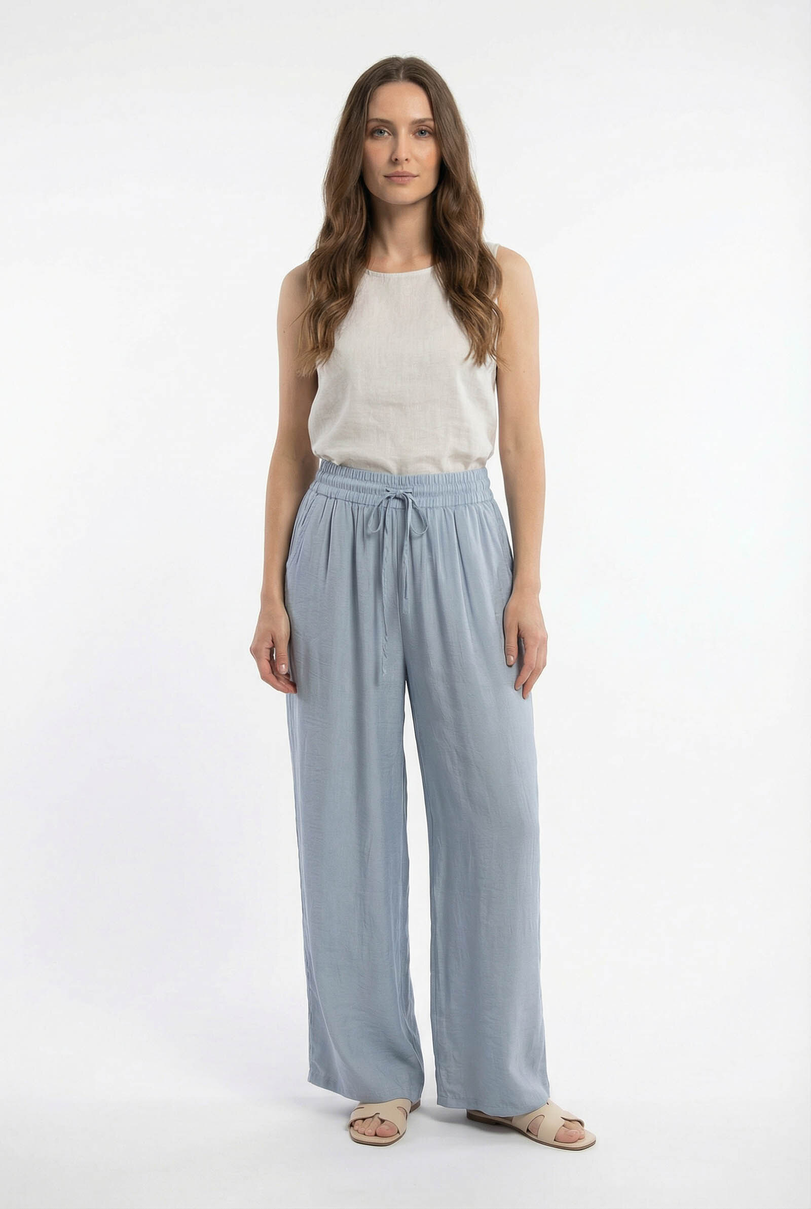 Großhändler Vera Fashion - Weite einfarbige Hose mit Taschen