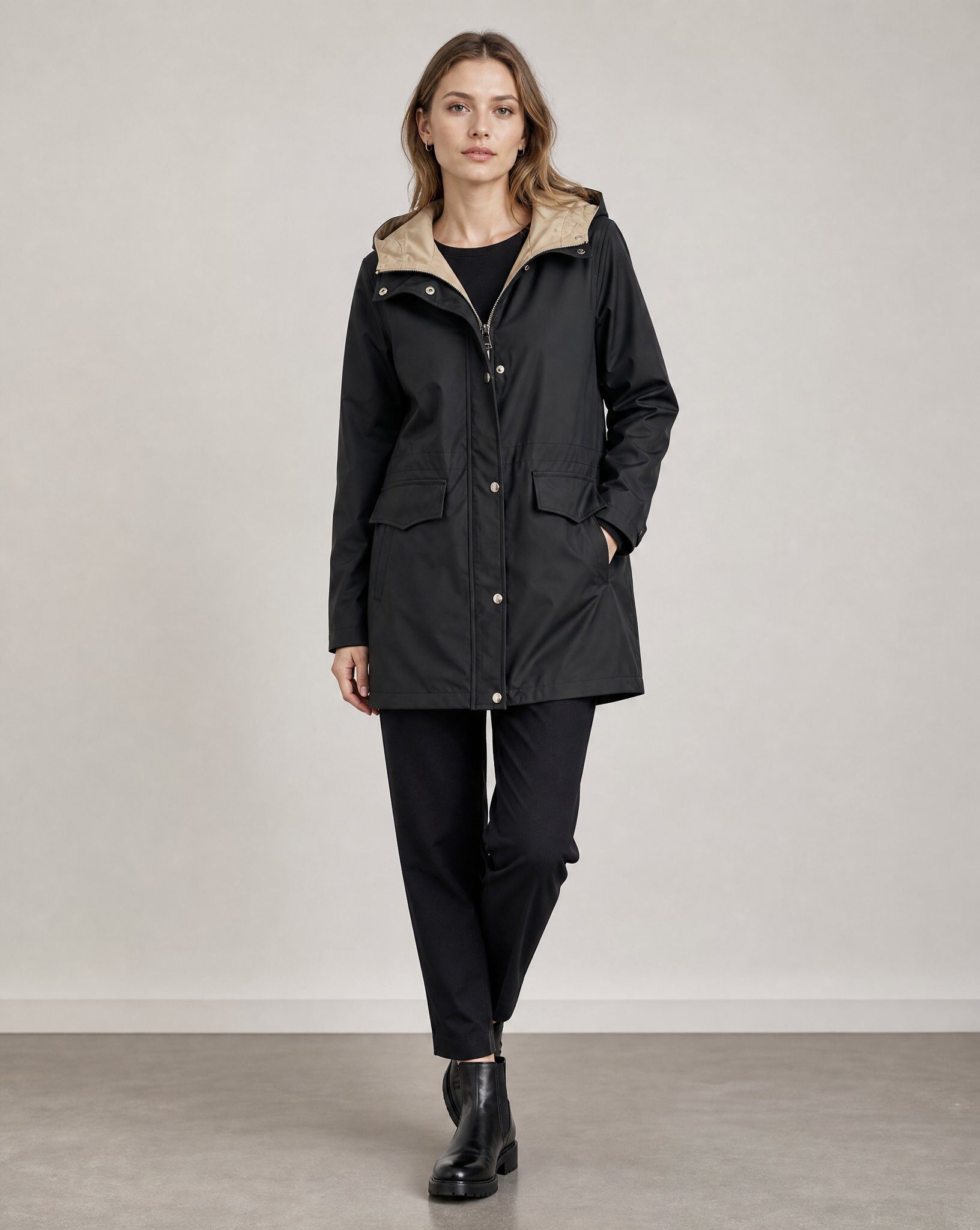 Mayorista Vera Fashion - Parka de media longitud reversible de doble cara