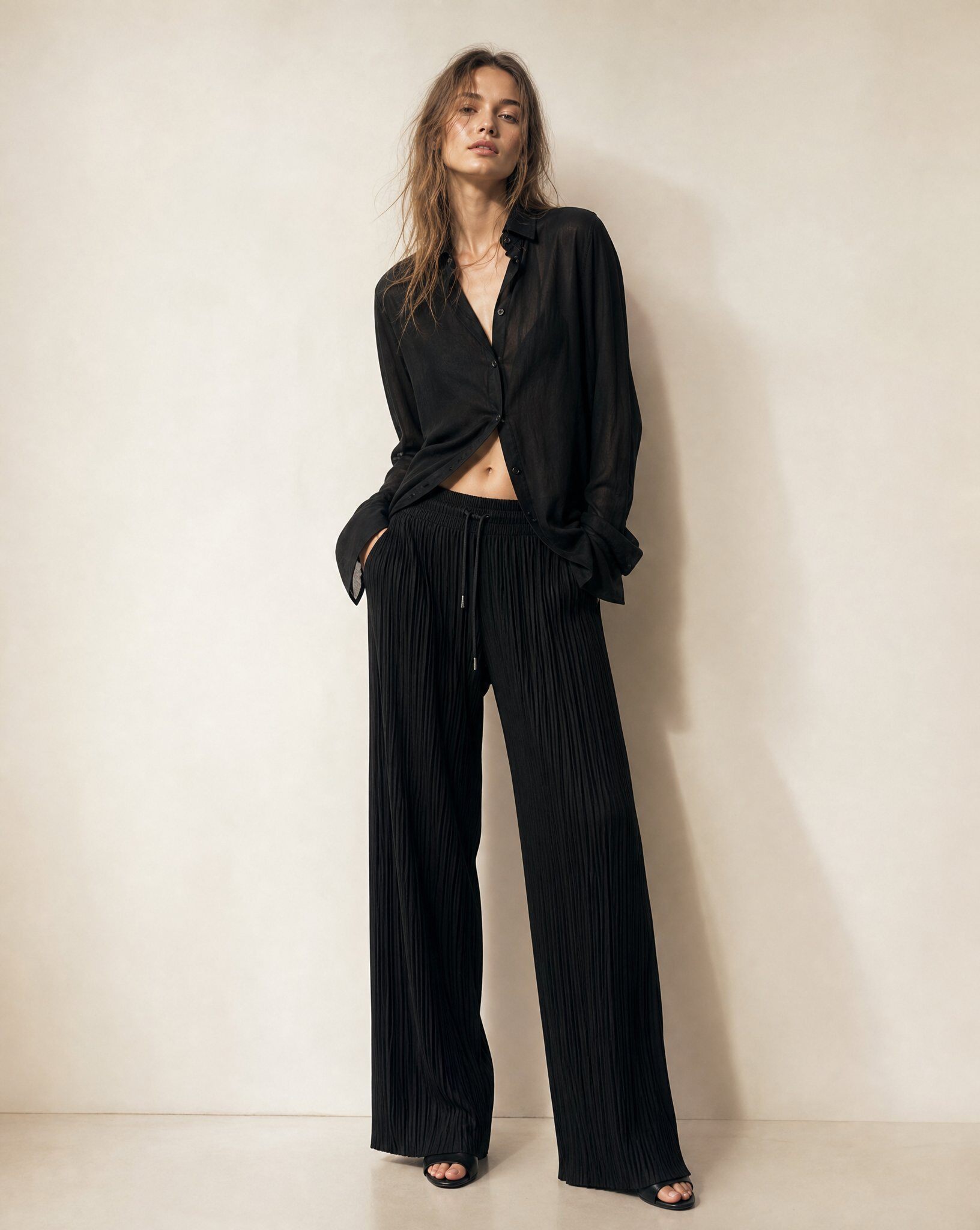 Wholesaler Vera Fashion - Pleated pants with elastic waistband