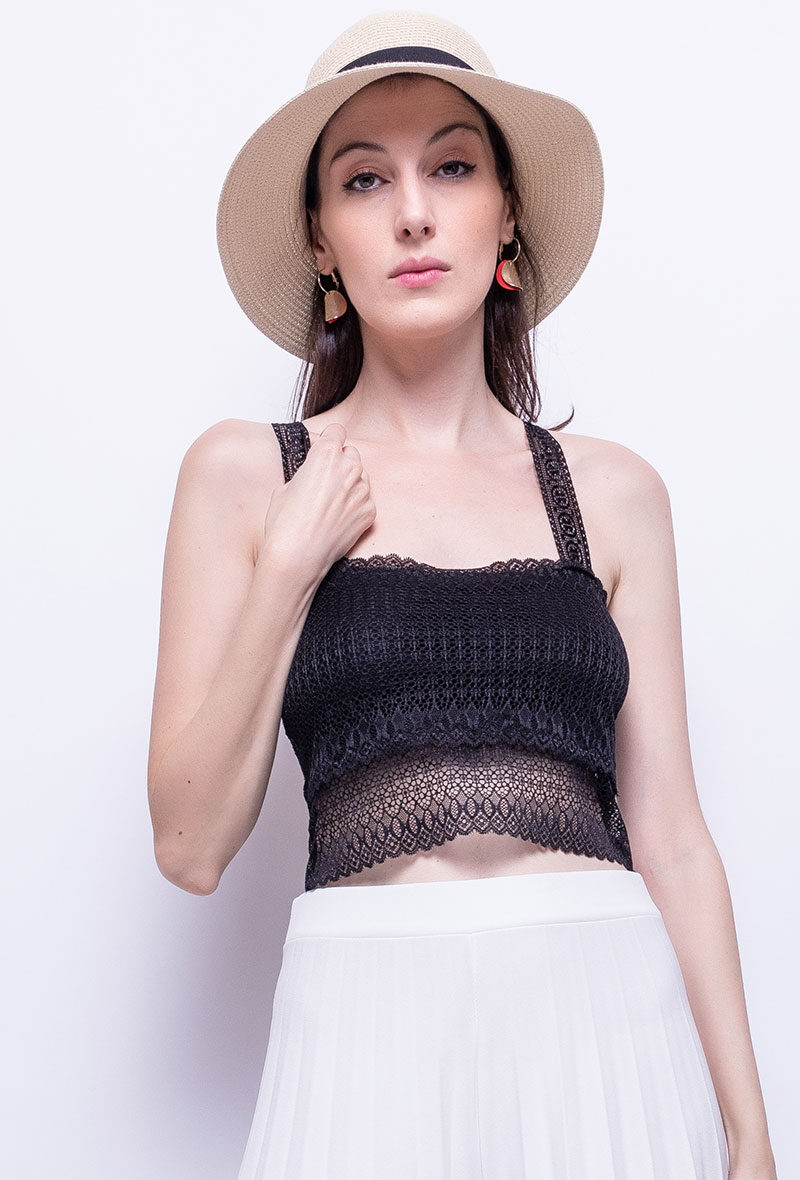 Grossiste Vera Fashion - Débardeur court en dentelle avec papillon au dos