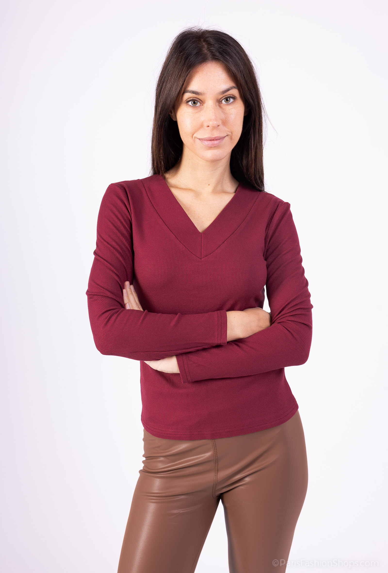 Grossiste Vera Fashion - Top sous pull col V