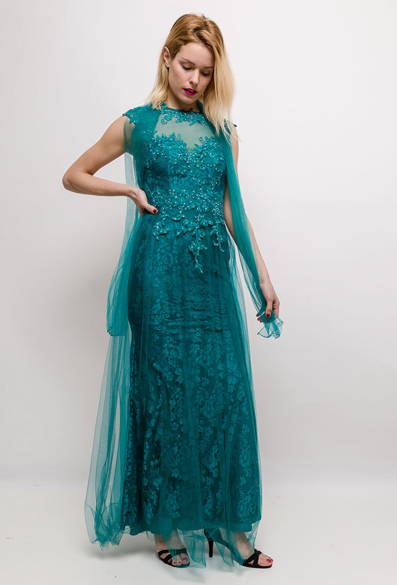 Großhändler Vera & Justine - Abendkleid mit Spitze und Strass