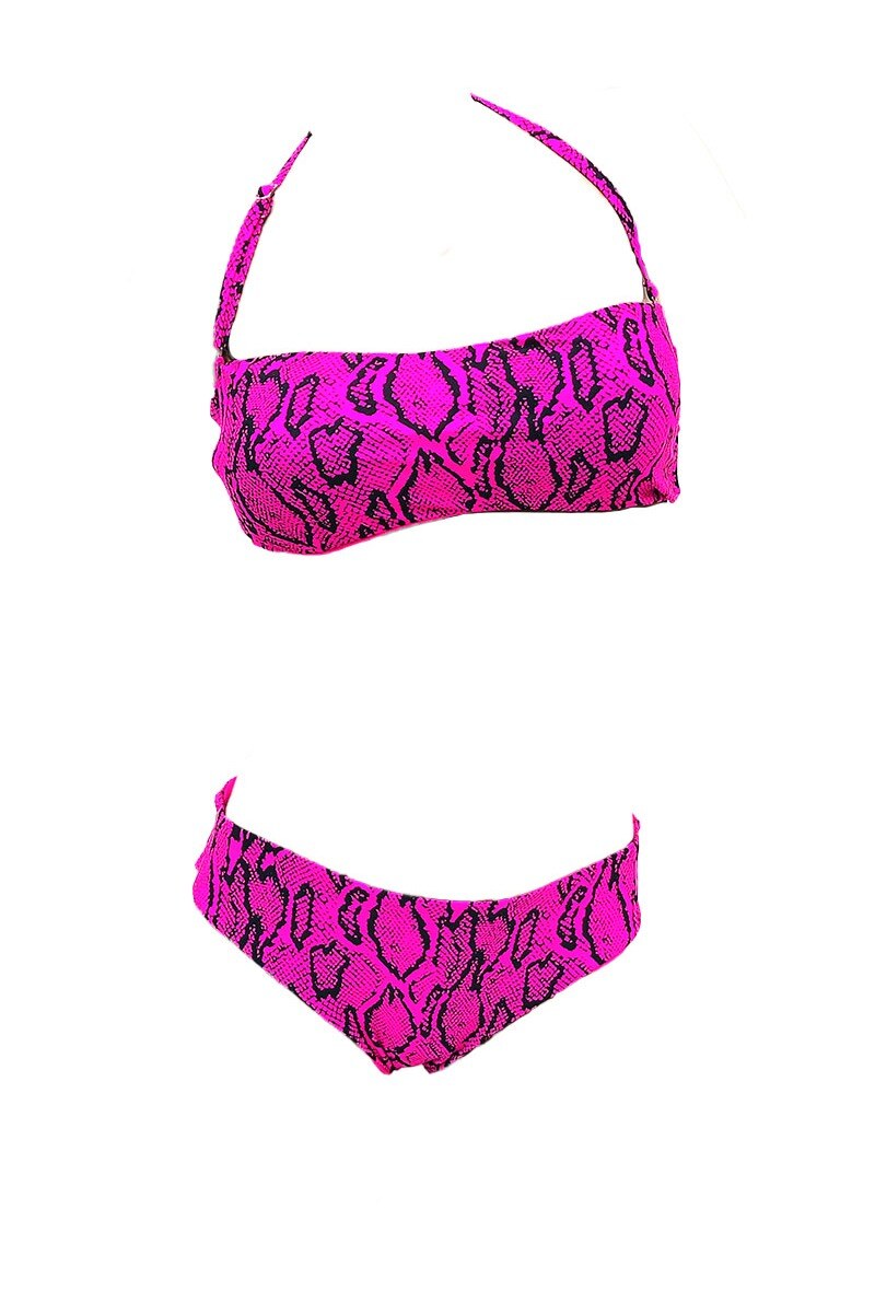 Mayorista Very Zen - Bikini bandeau reversible con estampado de serpiente