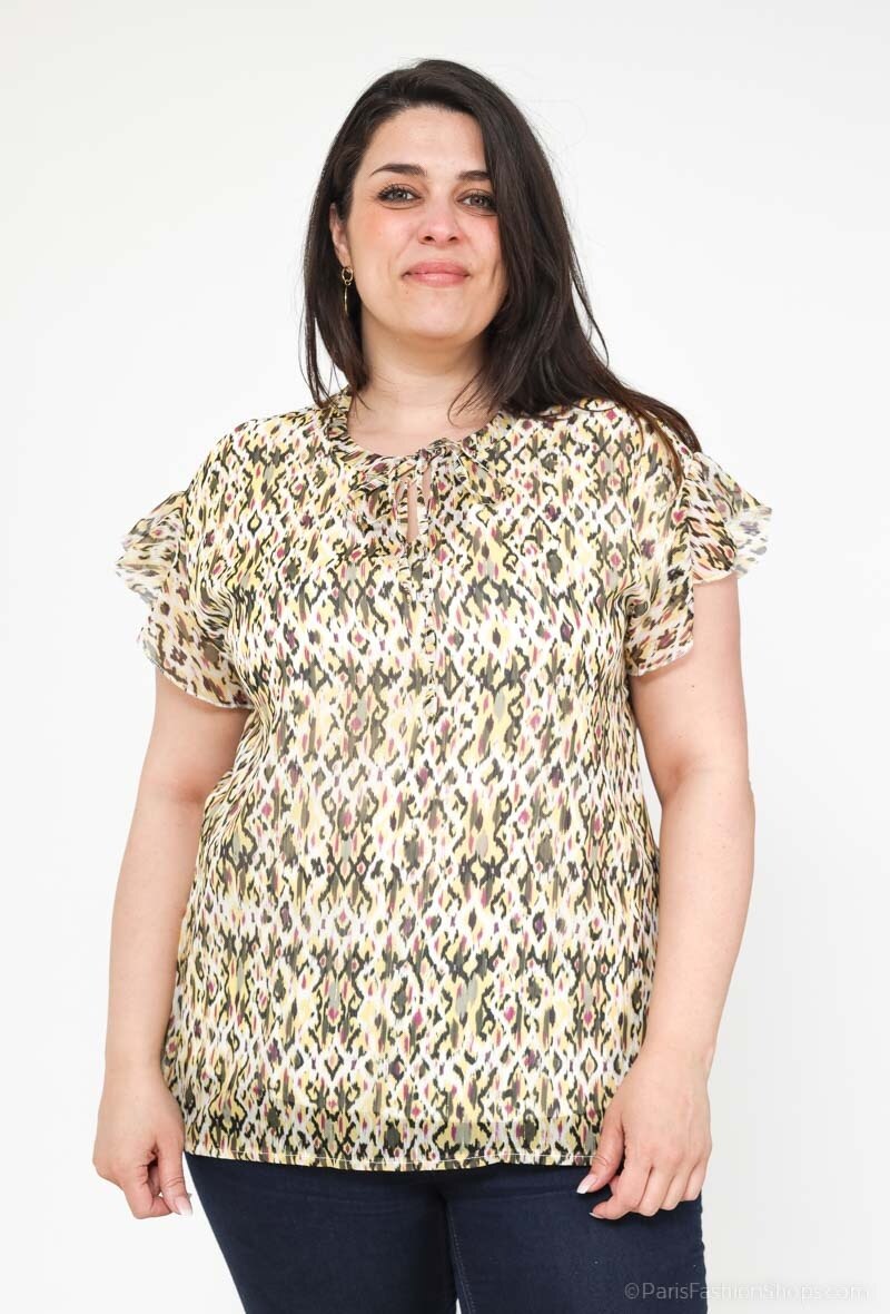 Wholesaler Veti Style - Ruffle sleeve printed blouse