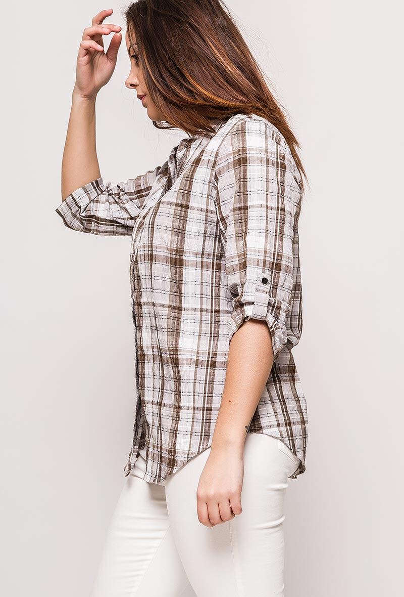 Grossiste Veti Style - Chemise à carreaux en coton mélangé