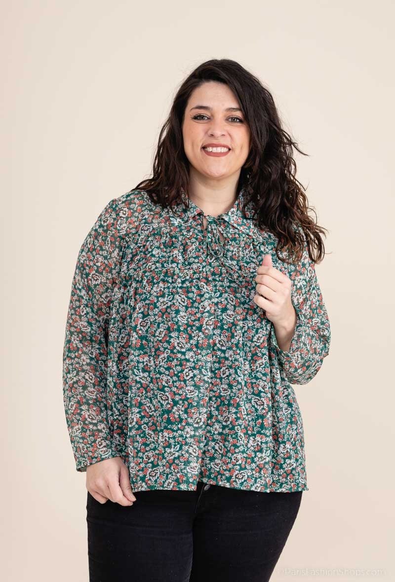 Grossiste Veti Style - Blouse imprimée en voile en deux pièce
