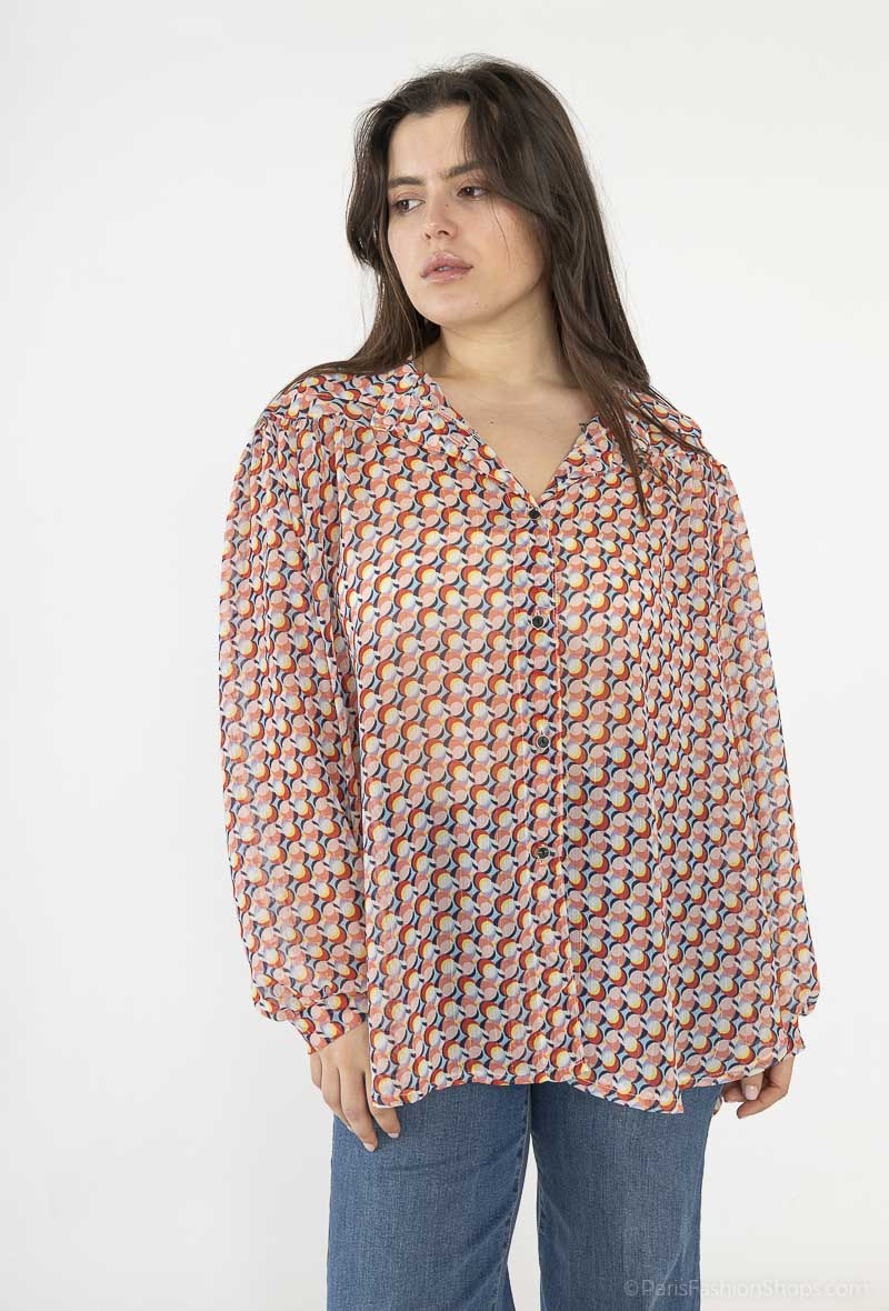 Mayorista Veti Style - Camisas de voile estampadas con lúrex