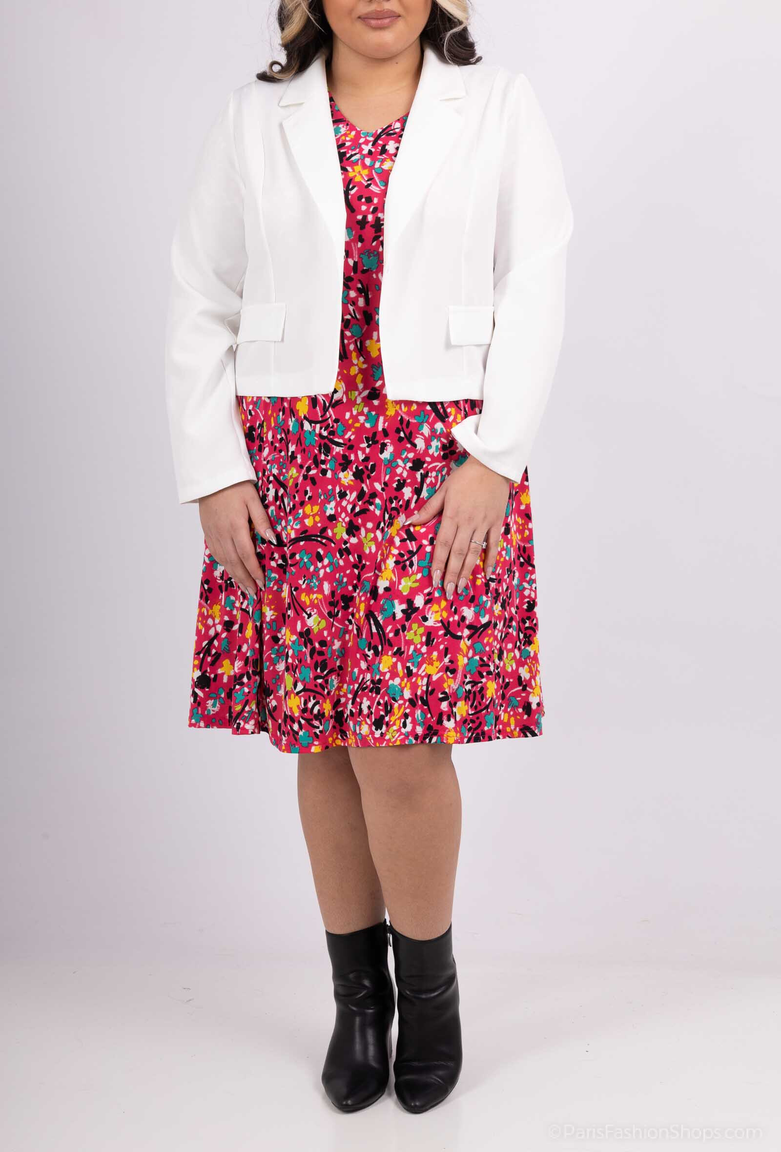 Wholesaler Veti Style - Flared printed dress with jacket together