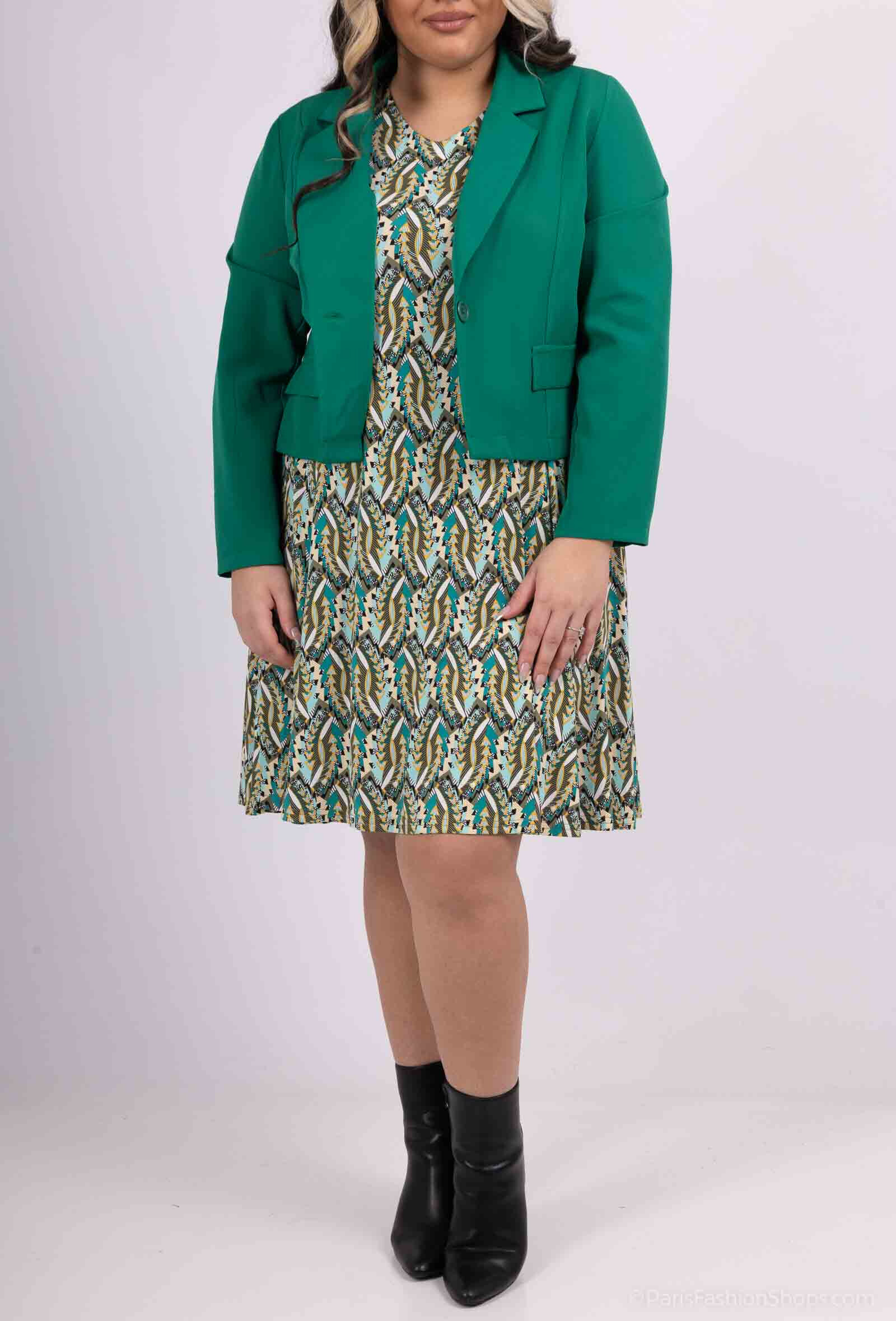 Wholesaler Veti Style - Vase printed dress with jacket together