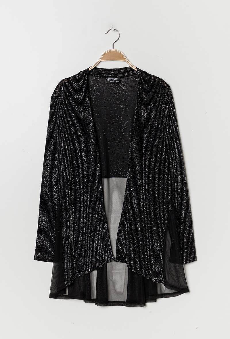 Wholesaler Veti Style - Shiny cardigan with transparent back