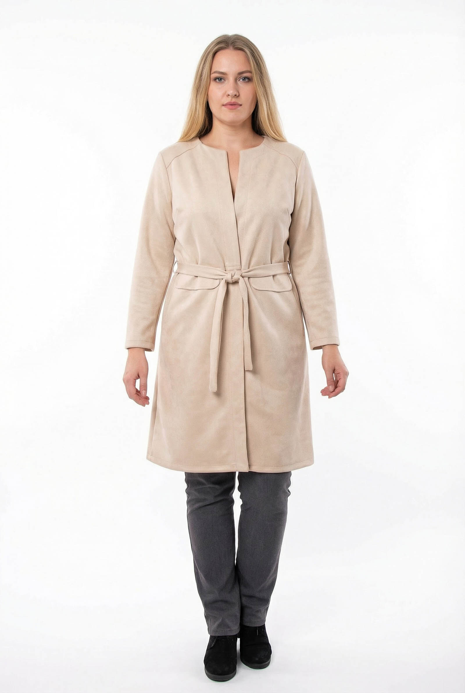 Grossista Veti Style - Gilet con cintura in finta pelle scamosciata